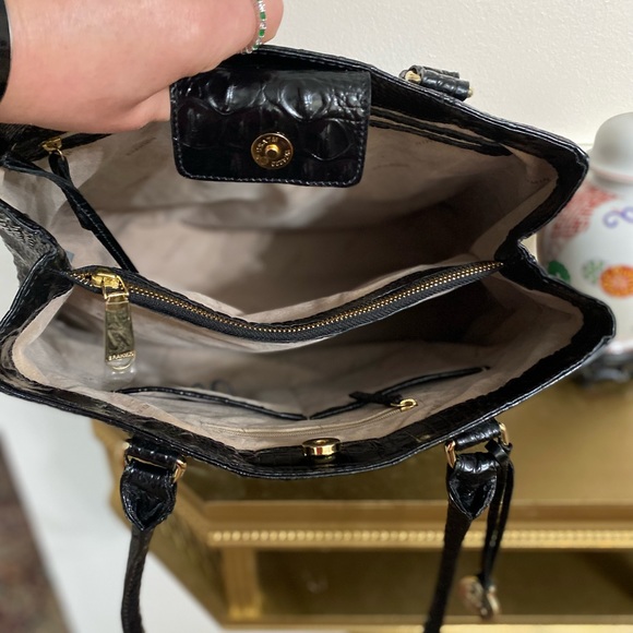 Brahmin Black Melbourne Croc Embossed Leather Tote - Picture 9 of 14
